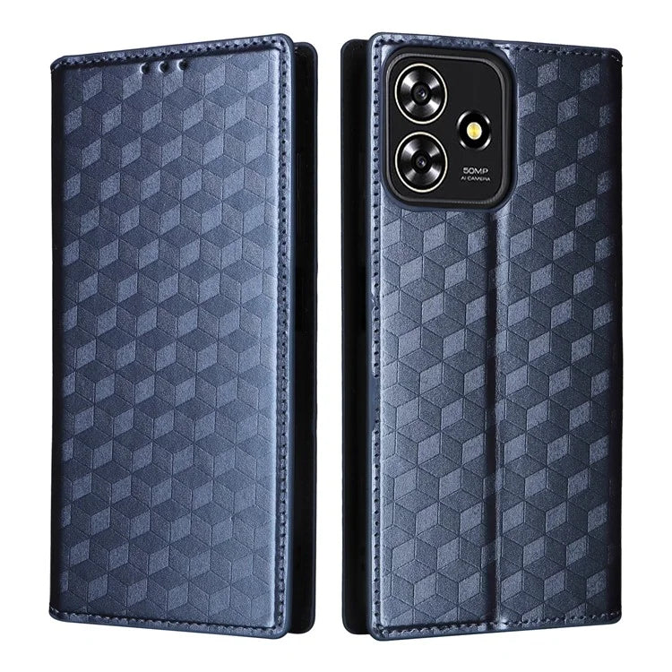 For ZTE Blade A73 4G / Blade V50 Smart / Blade V50 Desig 4G / Axon 50 Lite Wallet Phone Case Rhombus Imprinted PU Leather Folio Flip Cover