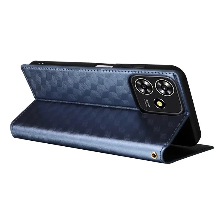 For ZTE Blade A73 4G / Blade V50 Smart / Blade V50 Desig 4G / Axon 50 Lite Wallet Phone Case Rhombus Imprinted PU Leather Folio Flip Cover