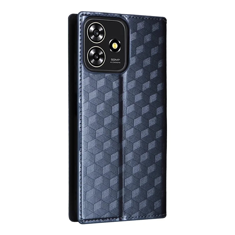 For ZTE Blade A73 4G / Blade V50 Smart / Blade V50 Desig 4G / Axon 50 Lite Wallet Phone Case Rhombus Imprinted PU Leather Folio Flip Cover