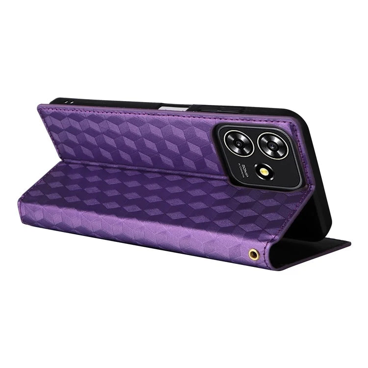 For ZTE Blade A73 4G / Blade V50 Smart / Blade V50 Desig 4G / Axon 50 Lite Wallet Phone Case Rhombus Imprinted PU Leather Folio Flip Cover