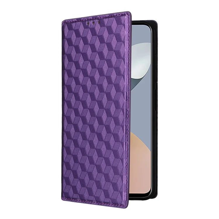 For ZTE Blade A73 4G / Blade V50 Smart / Blade V50 Desig 4G / Axon 50 Lite Wallet Phone Case Rhombus Imprinted PU Leather Folio Flip Cover