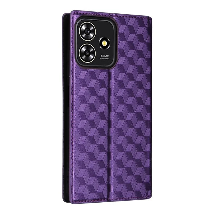 For ZTE Blade A73 4G / Blade V50 Smart / Blade V50 Desig 4G / Axon 50 Lite Wallet Phone Case Rhombus Imprinted PU Leather Folio Flip Cover