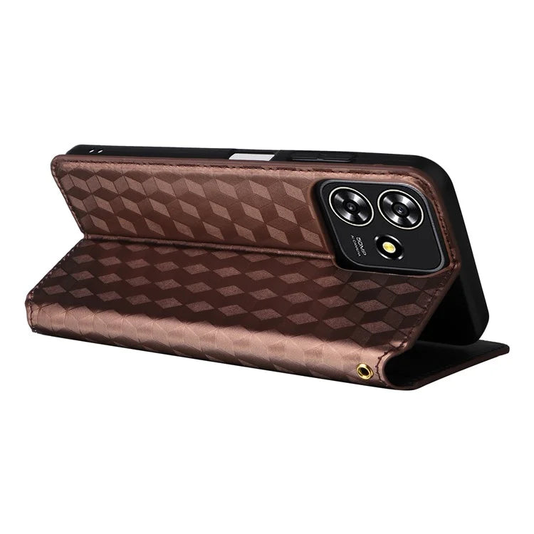 For ZTE Blade A73 4G / Blade V50 Smart / Blade V50 Desig 4G / Axon 50 Lite Wallet Phone Case Rhombus Imprinted PU Leather Folio Flip Cover