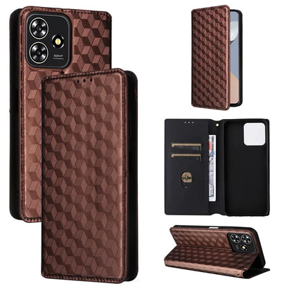 For ZTE Blade A73 4G / Blade V50 Smart / Blade V50 Desig 4G / Axon 50 Lite Wallet Phone Case Rhombus Imprinted PU Leather Folio Flip Cover