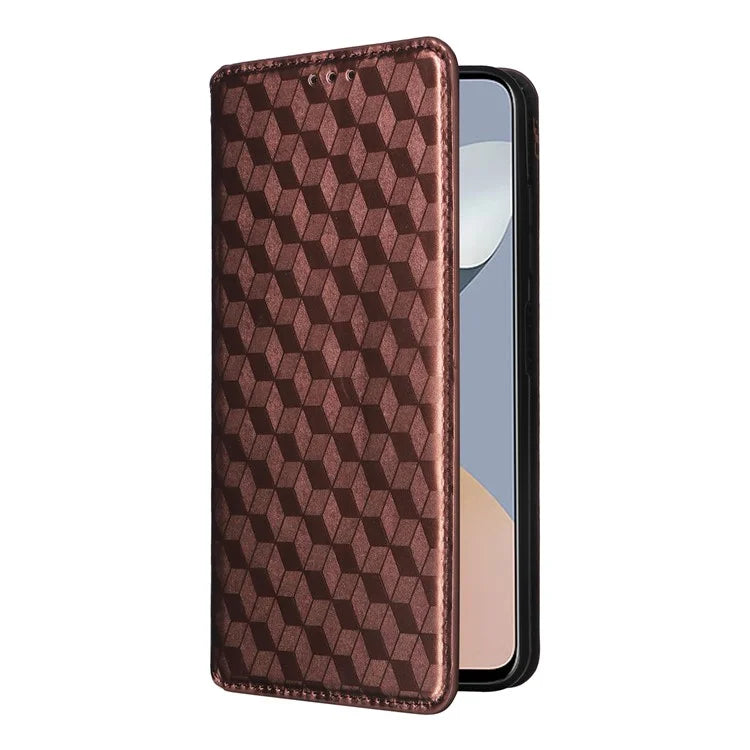 For ZTE Blade A73 4G / Blade V50 Smart / Blade V50 Desig 4G / Axon 50 Lite Wallet Phone Case Rhombus Imprinted PU Leather Folio Flip Cover