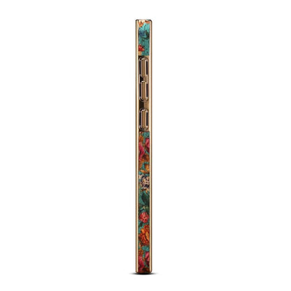 Flower Pattern Slim Case for Samsung Galaxy S23 Case Electroplating TPU+PC+PU Phone Cover