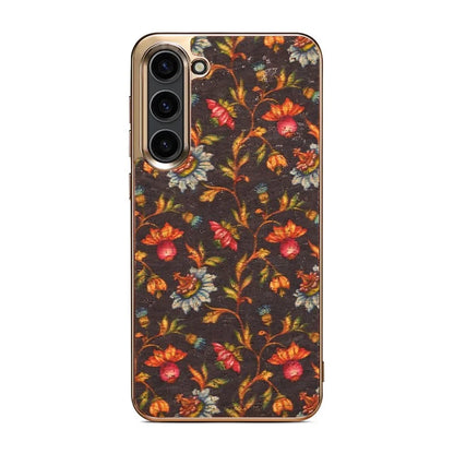 Flower Pattern Slim Case for Samsung Galaxy S23 Case Electroplating TPU+PC+PU Phone Cover