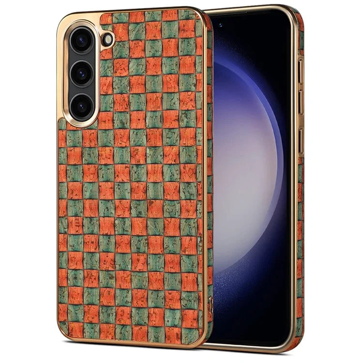 Flower Pattern Slim Case for Samsung Galaxy S23 Case Electroplating TPU+PC+PU Phone Cover