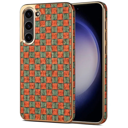 Flower Pattern Slim Case for Samsung Galaxy S23 Case Electroplating TPU+PC+PU Phone Cover
