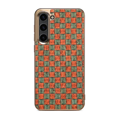 Flower Pattern Slim Case for Samsung Galaxy S23 Case Electroplating TPU+PC+PU Phone Cover