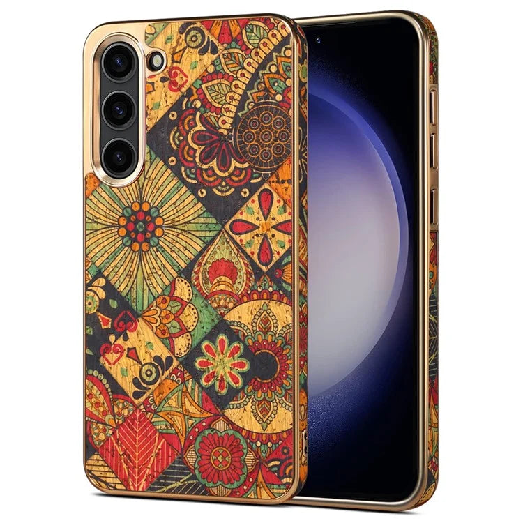 Flower Pattern Slim Case for Samsung Galaxy S23 Case Electroplating TPU+PC+PU Phone Cover