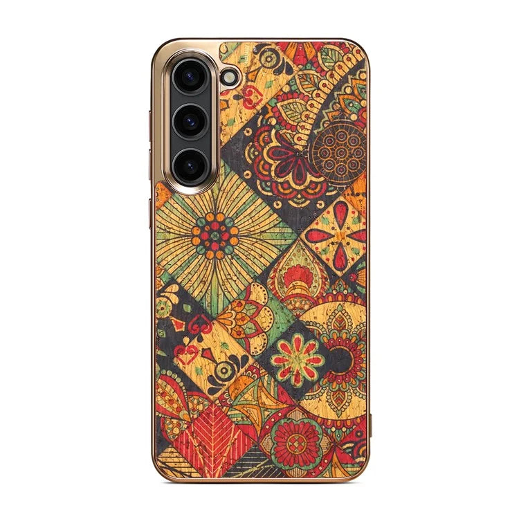 Flower Pattern Slim Case for Samsung Galaxy S23 Case Electroplating TPU+PC+PU Phone Cover