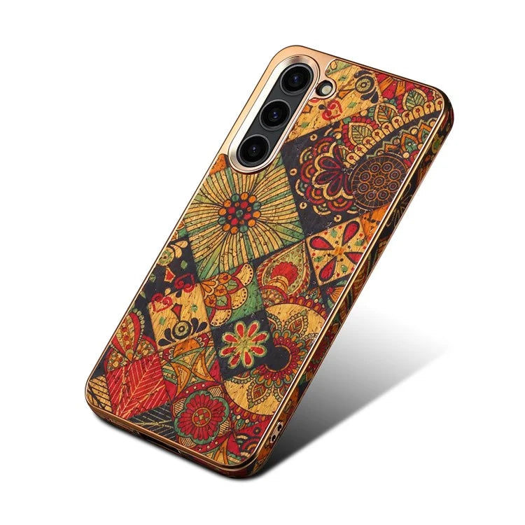 Flower Pattern Slim Case for Samsung Galaxy S23 Case Electroplating TPU+PC+PU Phone Cover