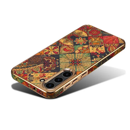 Flower Pattern Slim Case for Samsung Galaxy S23 Case Electroplating TPU+PC+PU Phone Cover