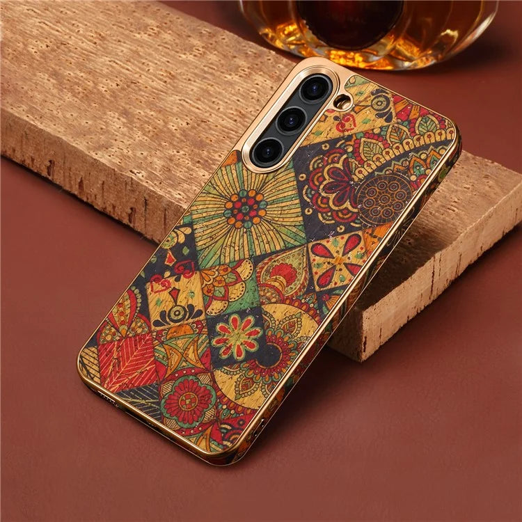 Flower Pattern Slim Case for Samsung Galaxy S23 Case Electroplating TPU+PC+PU Phone Cover