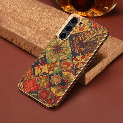 Flower Pattern Slim Case for Samsung Galaxy S23 Case Electroplating TPU+PC+PU Phone Cover