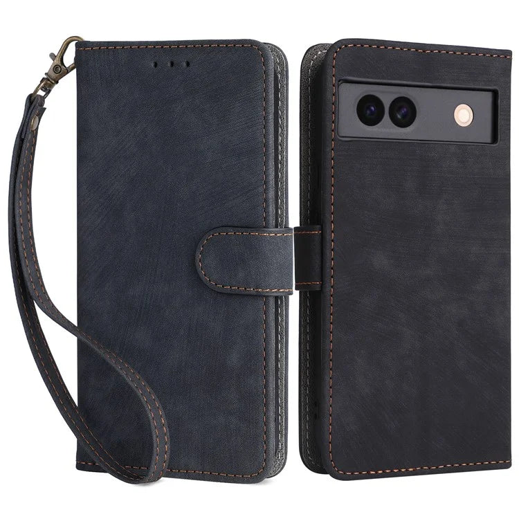 For Google Pixel 8a Case RFID Blocking PU Leather Phone Cover with Strap