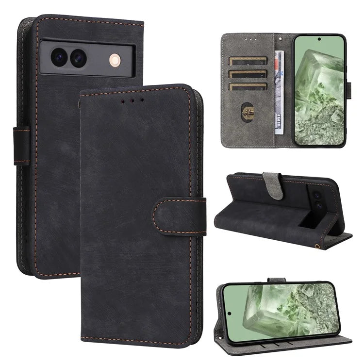 For Google Pixel 8a Case RFID Blocking PU Leather Phone Cover with Strap