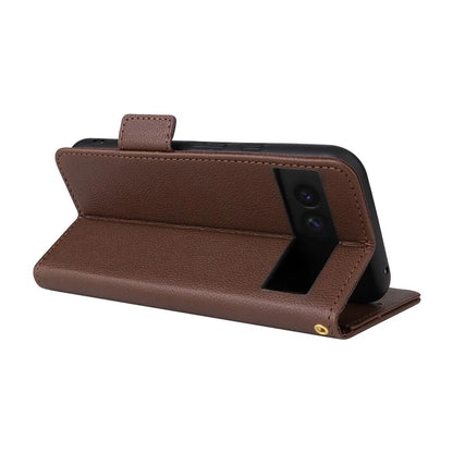 For Google Pixel 8a Case Shockproof Wallet Phone Case Litchi Texture PU Leather Flip Cover with Strap