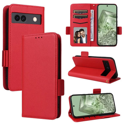For Google Pixel 8a Case Shockproof Wallet Phone Case Litchi Texture PU Leather Flip Cover with Strap