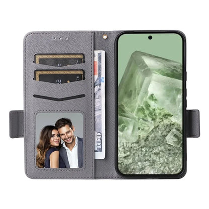 For Google Pixel 8a Case Shockproof Wallet Phone Case Litchi Texture PU Leather Flip Cover with Strap