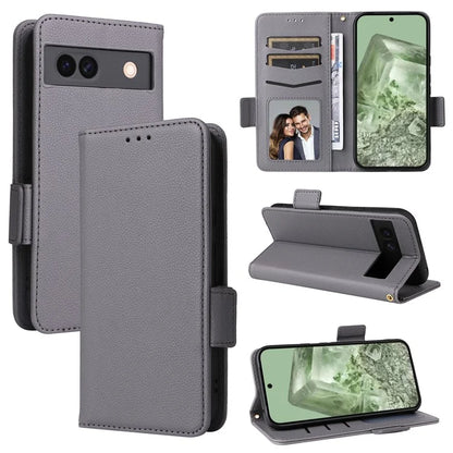 For Google Pixel 8a Case Shockproof Wallet Phone Case Litchi Texture PU Leather Flip Cover with Strap
