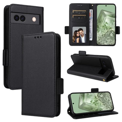 For Google Pixel 8a Case Shockproof Wallet Phone Case Litchi Texture PU Leather Flip Cover with Strap