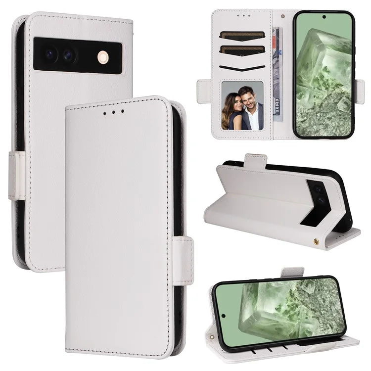 For Google Pixel 8a Case Shockproof Wallet Phone Case Litchi Texture PU Leather Flip Cover with Strap