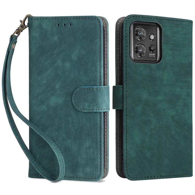 For Motorola ThinkPhone 5G Shockproof Case RFID Blocking PU Leather Phone Cover with Strap
