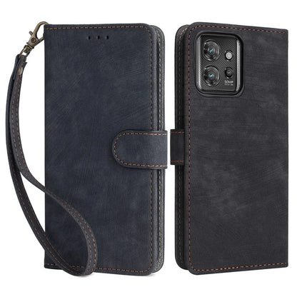 For Motorola ThinkPhone 5G Shockproof Case RFID Blocking PU Leather Phone Cover with Strap