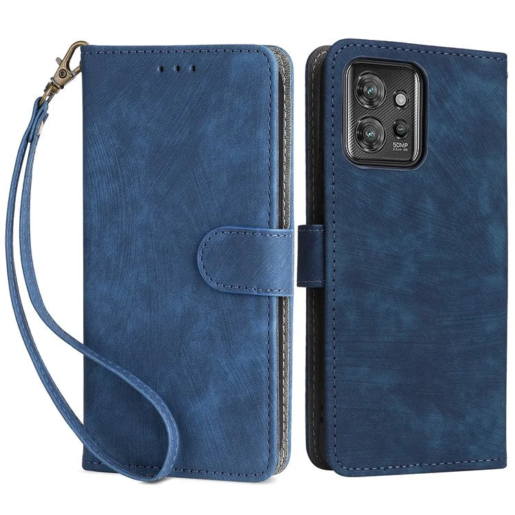For Motorola ThinkPhone 5G Shockproof Case RFID Blocking PU Leather Phone Cover with Strap