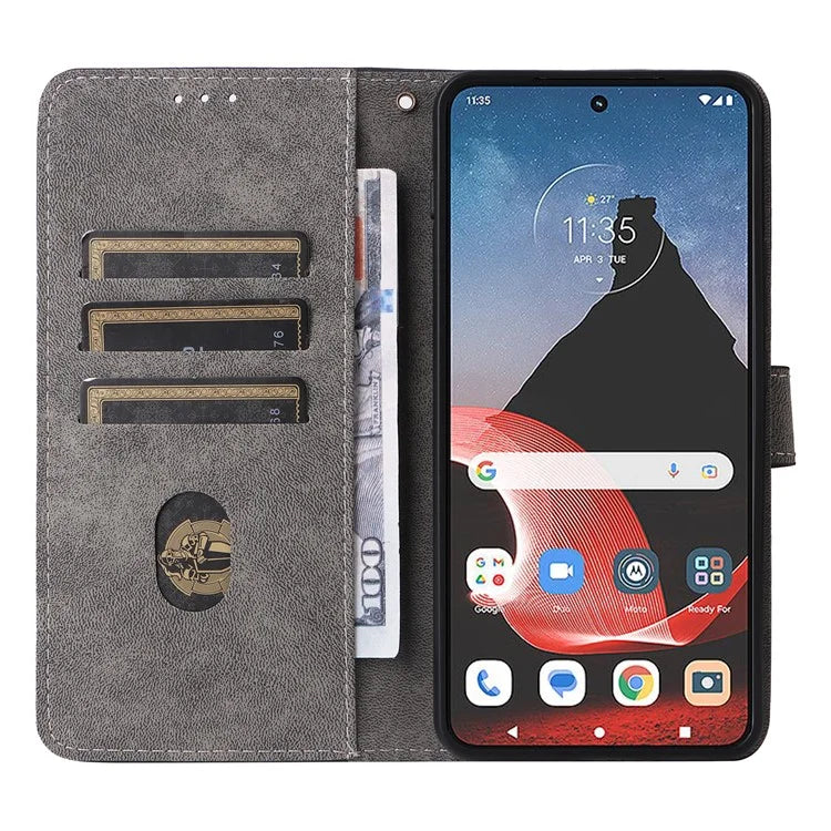 For Motorola ThinkPhone 5G Shockproof Case RFID Blocking PU Leather Phone Cover with Strap