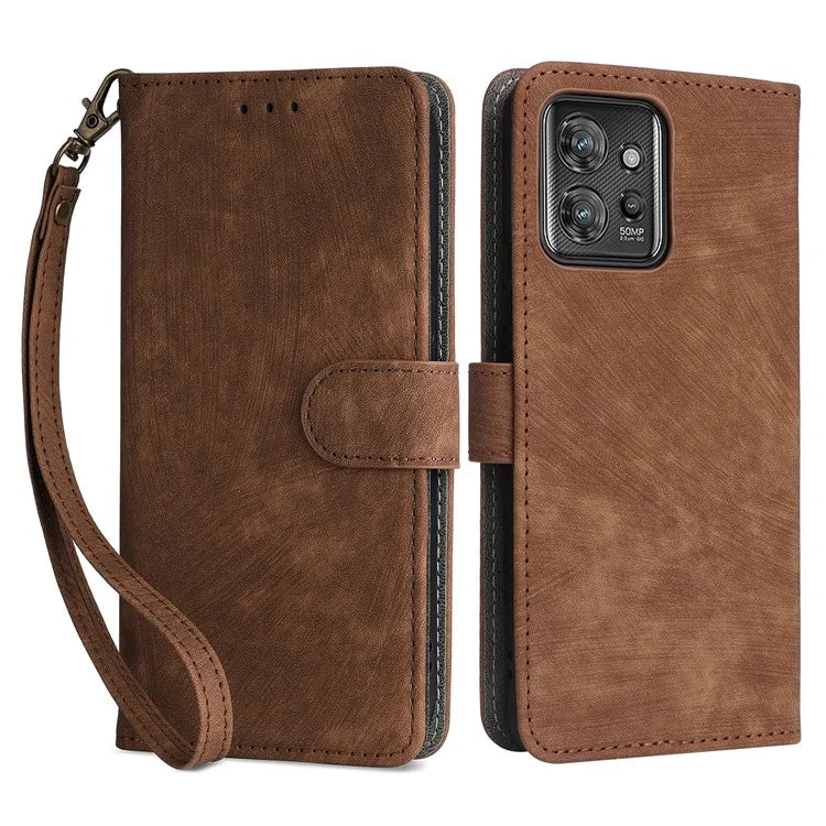 For Motorola ThinkPhone 5G Shockproof Case RFID Blocking PU Leather Phone Cover with Strap