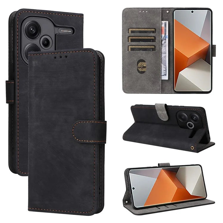 For Xiaomi Redmi Note 13 Pro+ 5G Wallet Phone Case RFID Blocking PU Leather Flip Phone Cover with Strap