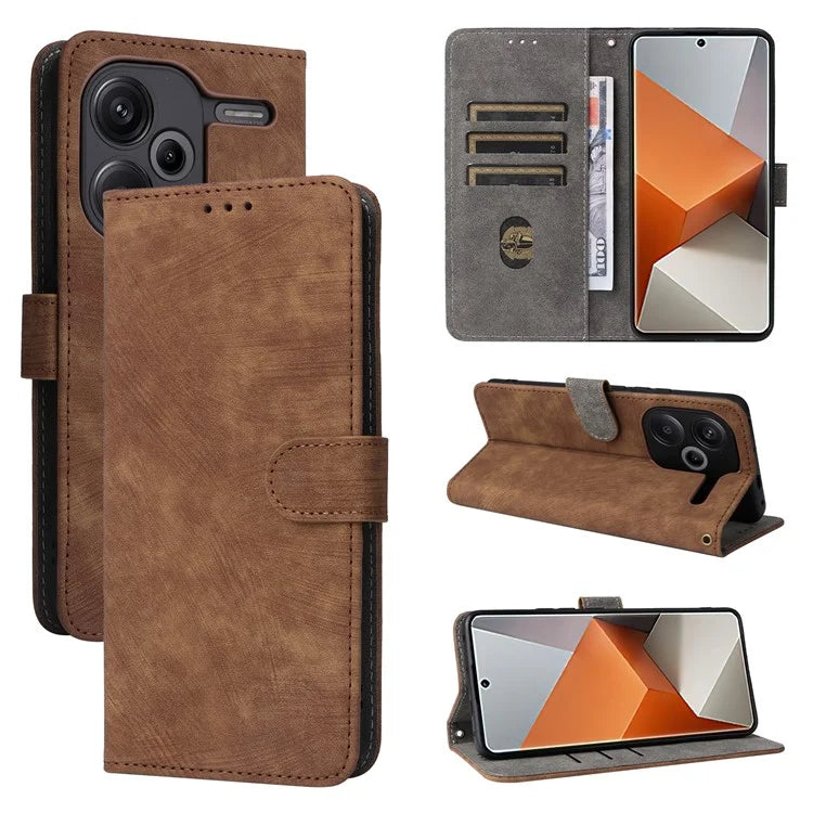 For Xiaomi Redmi Note 13 Pro+ 5G Wallet Phone Case RFID Blocking PU Leather Flip Phone Cover with Strap