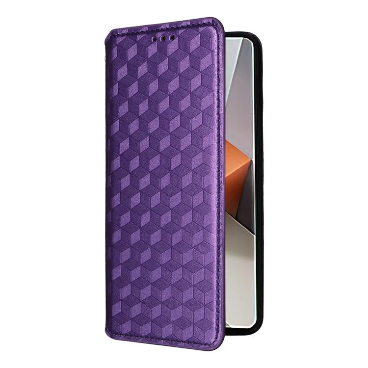 For Xiaomi Redmi Note 13 Pro+ 5G Case Rhombus Imprinted PU Leather Cover with Wallet