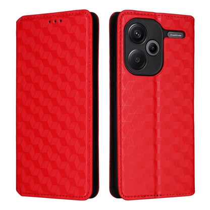 For Xiaomi Redmi Note 13 Pro+ 5G Case Rhombus Imprinted PU Leather Cover with Wallet