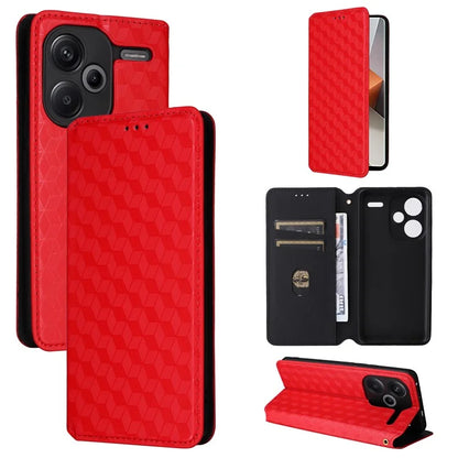For Xiaomi Redmi Note 13 Pro+ 5G Case Rhombus Imprinted PU Leather Cover with Wallet