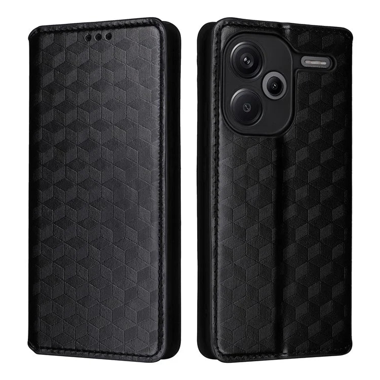 For Xiaomi Redmi Note 13 Pro+ 5G Case Rhombus Imprinted PU Leather Cover with Wallet