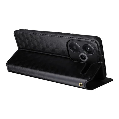 For Xiaomi Redmi Note 13 Pro+ 5G Case Rhombus Imprinted PU Leather Cover with Wallet