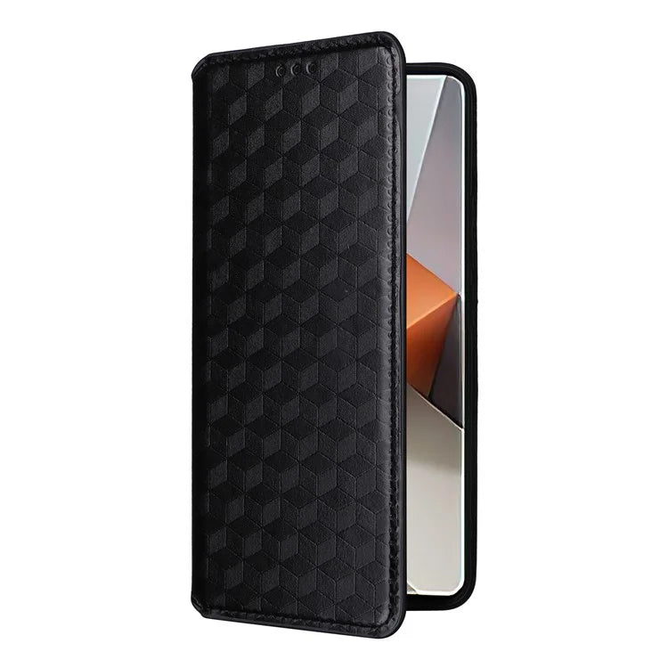 For Xiaomi Redmi Note 13 Pro+ 5G Case Rhombus Imprinted PU Leather Cover with Wallet