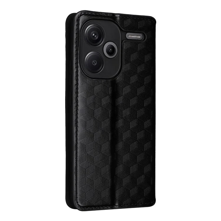 For Xiaomi Redmi Note 13 Pro+ 5G Case Rhombus Imprinted PU Leather Cover with Wallet