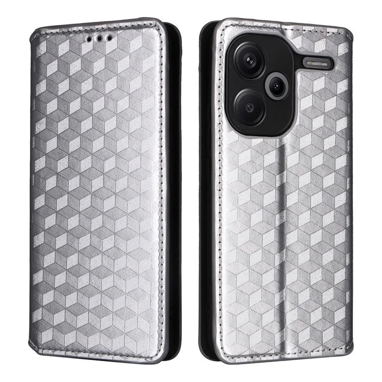 For Xiaomi Redmi Note 13 Pro+ 5G Case Rhombus Imprinted PU Leather Cover with Wallet