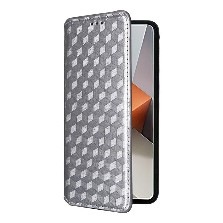 For Xiaomi Redmi Note 13 Pro+ 5G Case Rhombus Imprinted PU Leather Cover with Wallet