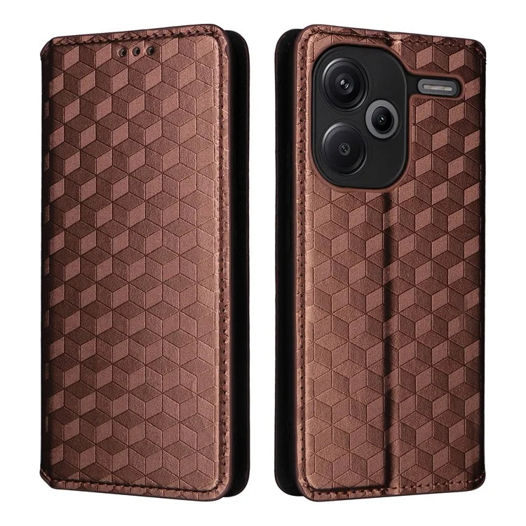 For Xiaomi Redmi Note 13 Pro+ 5G Case Rhombus Imprinted PU Leather Cover with Wallet