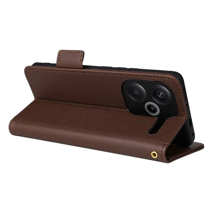 For Xiaomi Redmi Note 13 Pro+ 5G Case Litchi Texture PU Leather Wallet Phone Protector with Strap