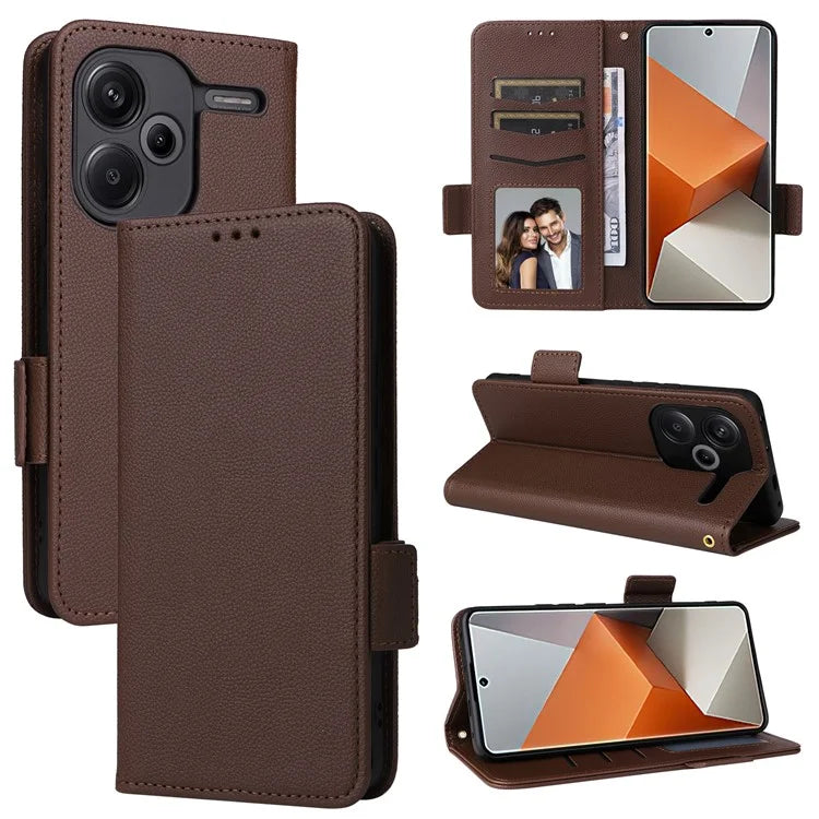 For Xiaomi Redmi Note 13 Pro+ 5G Case Litchi Texture PU Leather Wallet Phone Protector with Strap
