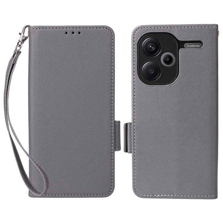 For Xiaomi Redmi Note 13 Pro+ 5G Case Litchi Texture PU Leather Wallet Phone Protector with Strap