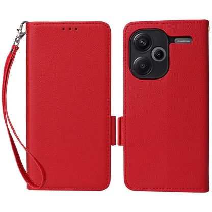 For Xiaomi Redmi Note 13 Pro+ 5G Case Litchi Texture PU Leather Wallet Phone Protector with Strap