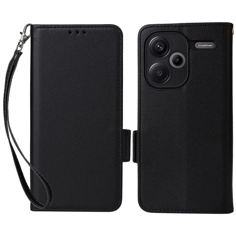 For Xiaomi Redmi Note 13 Pro+ 5G Case Litchi Texture PU Leather Wallet Phone Protector with Strap